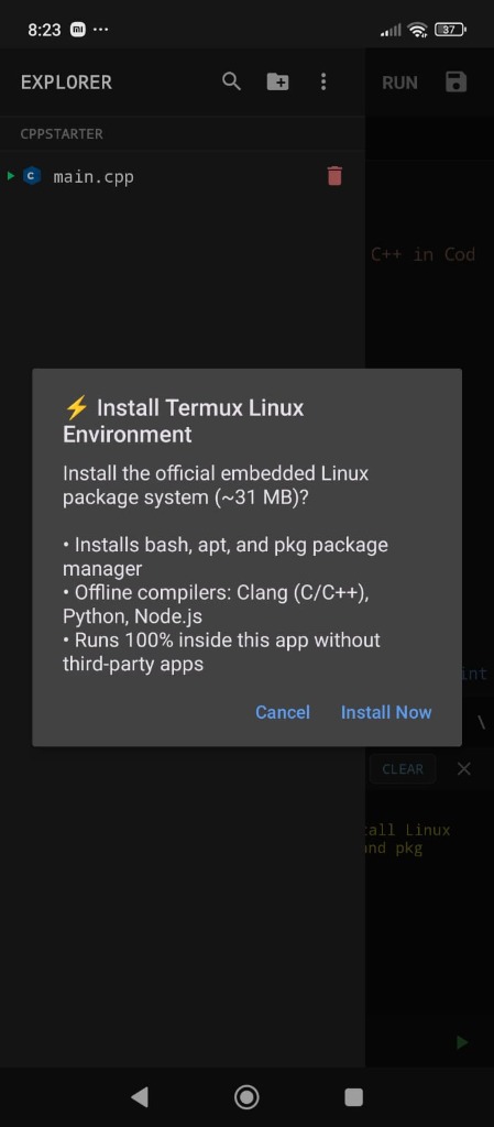 Install Linux Confirmation Dialog
