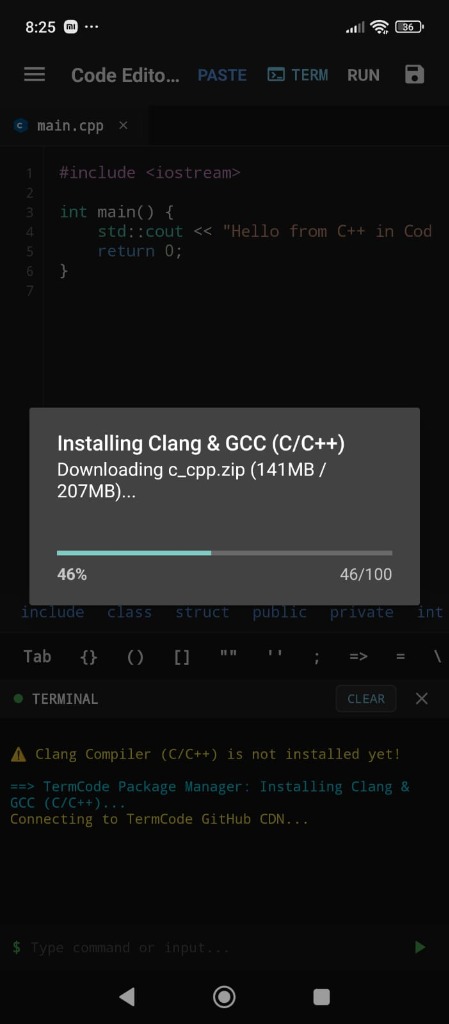 Downloading c_cpp.zip from GitHub CDN
